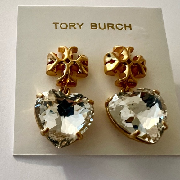 Tory Burch Jewelry - Tori Burch Roxanne Czech Stone Heart Drop Earrings